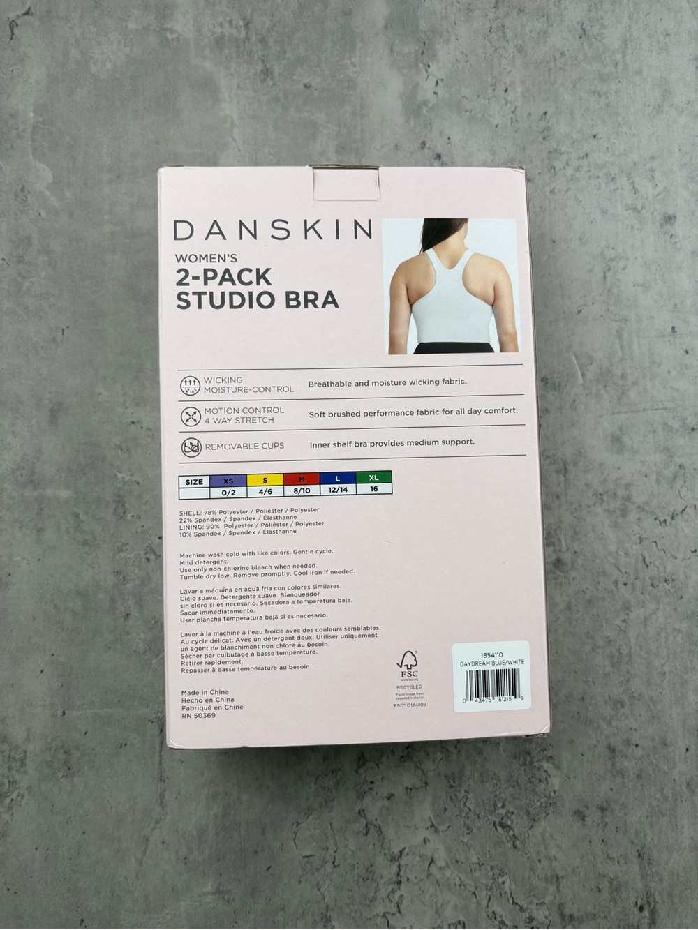 Danskin women’s studio bra 2-pack blue and white size M high neck - Picture 2 of 3